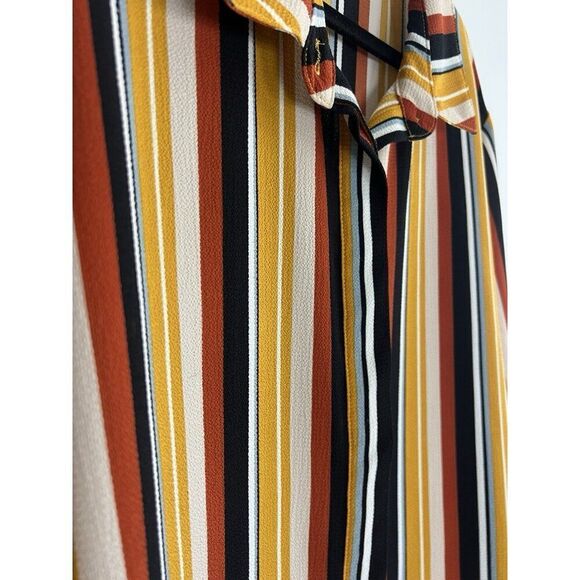 Moa Moa Vintage Striped Textured Multicolored Long Sleeve Button Up Blouse 3X - Picture 6 of 13